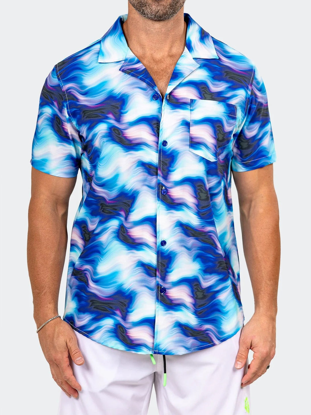 Maceoo Stretch Short-Sleeve Shirt | Shirts Marthyr0429 Blue