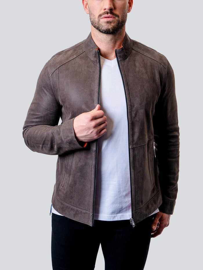 Maceoo Jacket | Leather Suededouble Grey