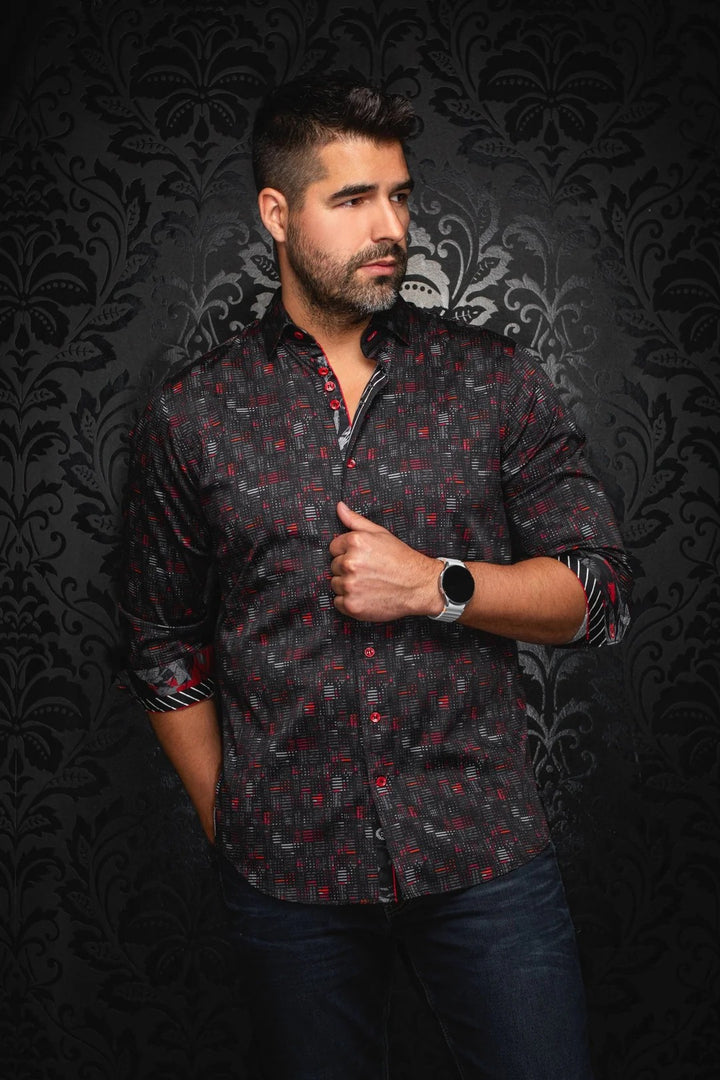 Au Noir Stretch Shirt | Metropolis Black Red