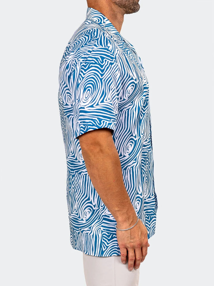 Maceoo Stretch Short-Sleeve Shirt | Apachi Marthyr Blue Shirt