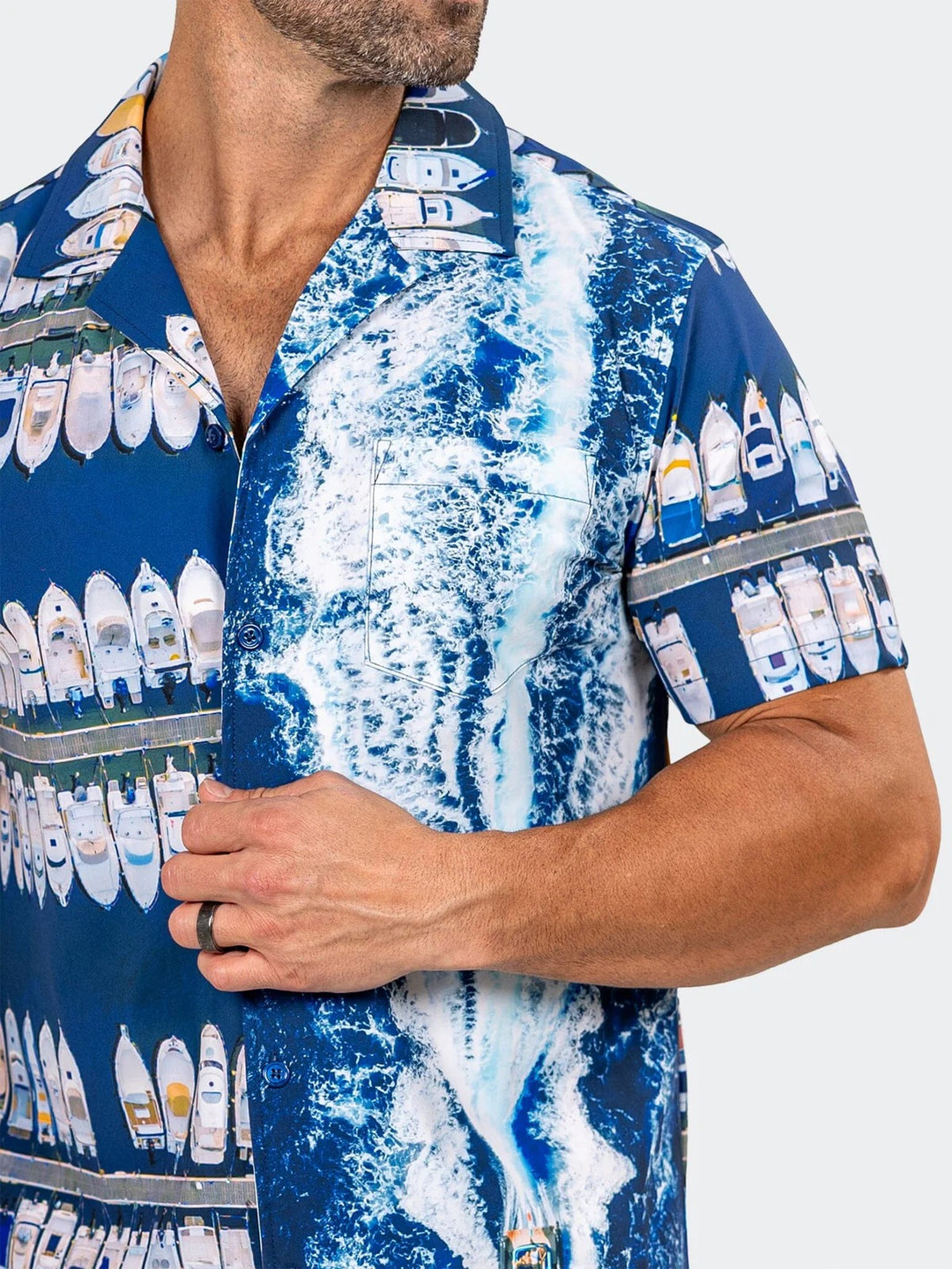 Maceoo Stretch Short-Sleeve Shirt | Shirts Marthyr0409 Blue
