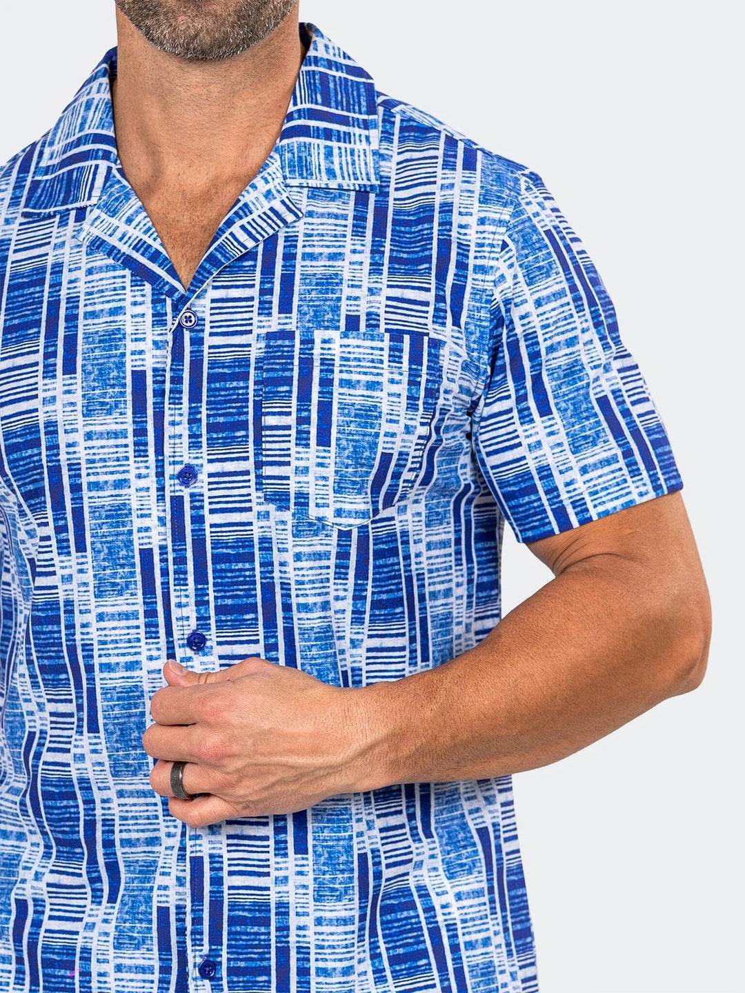 Maceoo Stretch Short-Sleeve Shirt | Shirts Marthyr0422 Blue