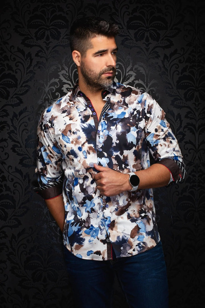 Au Noir Stretch Shirt | Magnus Blue Brown