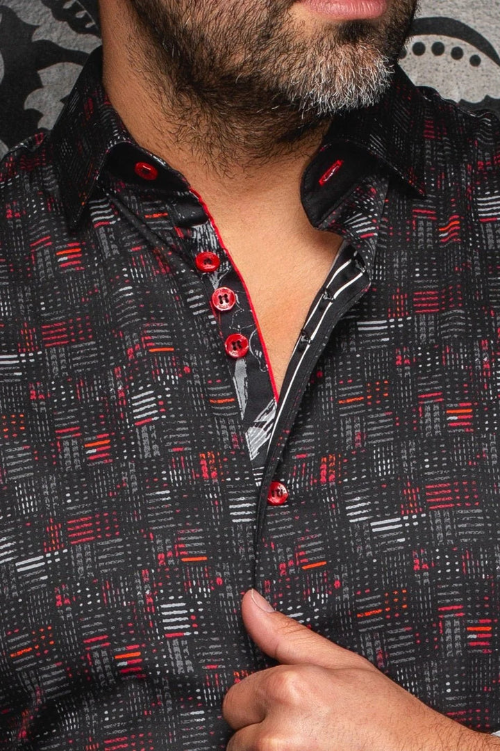 Au Noir Stretch Shirt | Metropolis Black Red