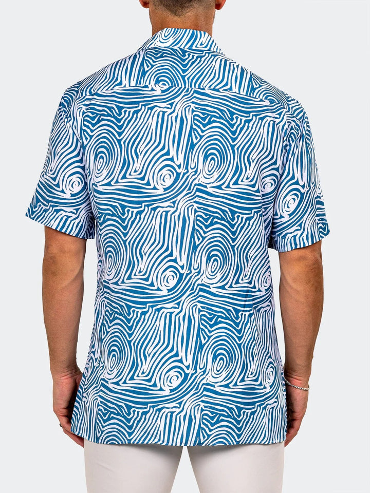 Maceoo Stretch Short-Sleeve Shirt | Apachi Marthyr Blue Shirt
