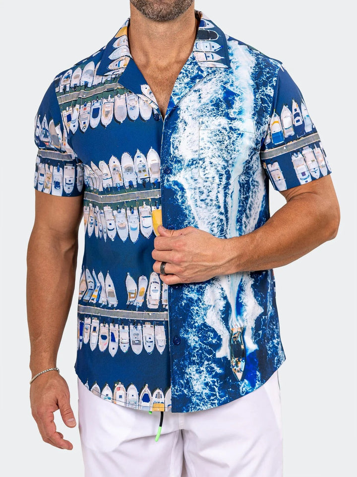 Maceoo Stretch Short-Sleeve Shirt | Shirts Marthyr0409 Blue