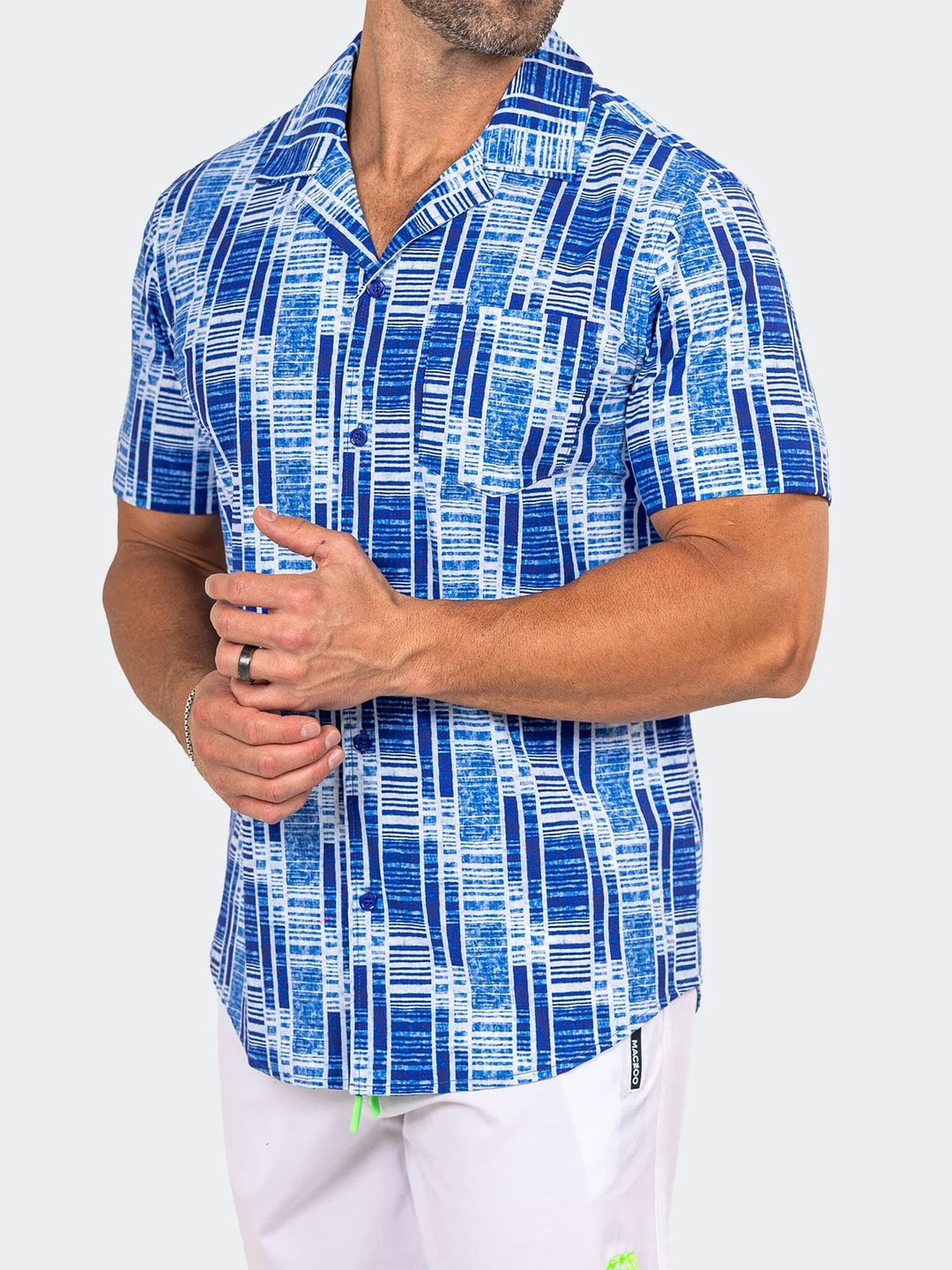 Maceoo Stretch Short-Sleeve Shirt | Shirts Marthyr0422 Blue