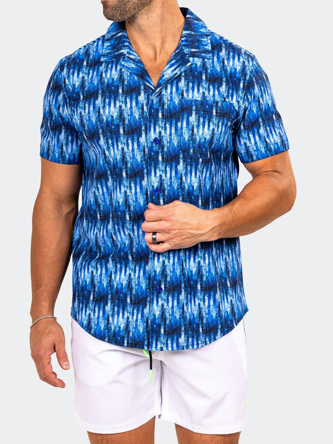 Maceoo Stretch Short-Sleeve Shirt | Shirts Marthyr0428 Blue