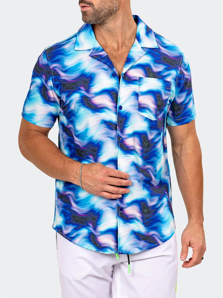 Maceoo Stretch Short-Sleeve Shirt | Shirts Marthyr0429 Blue