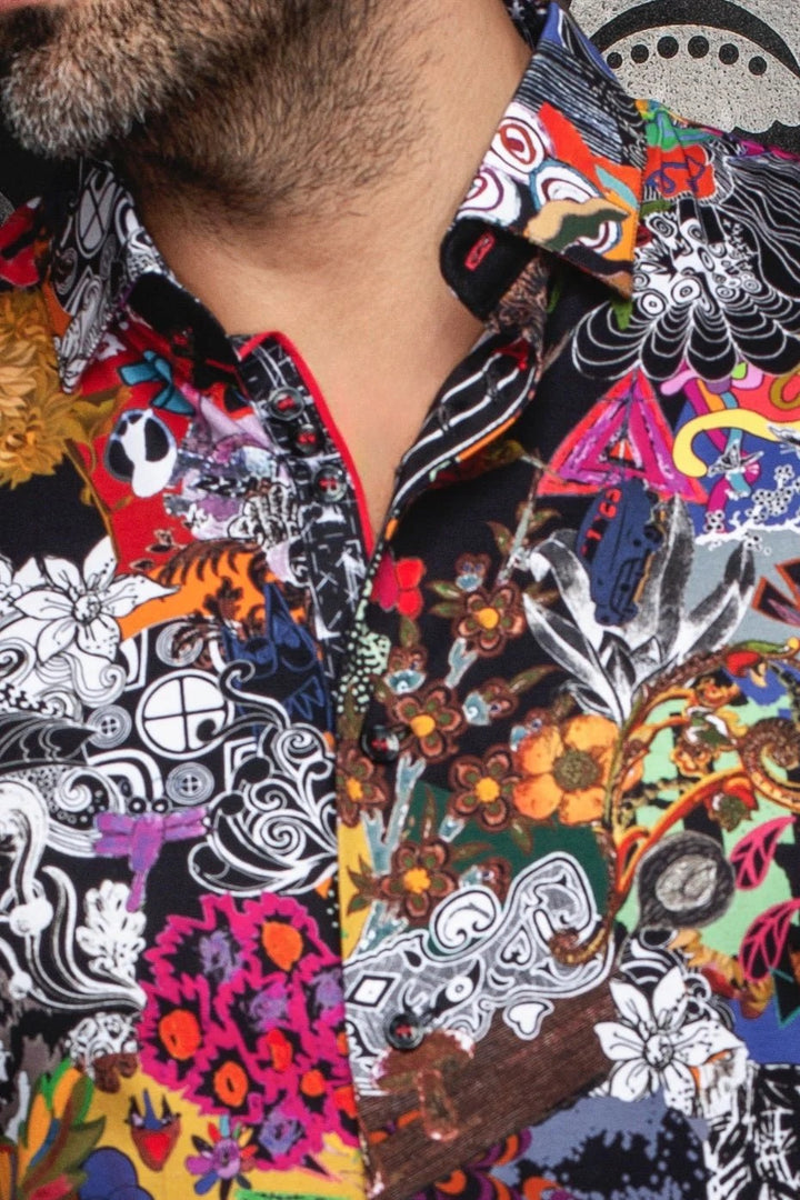 Au Noir Stretch Shirt | Balzar Black Multi