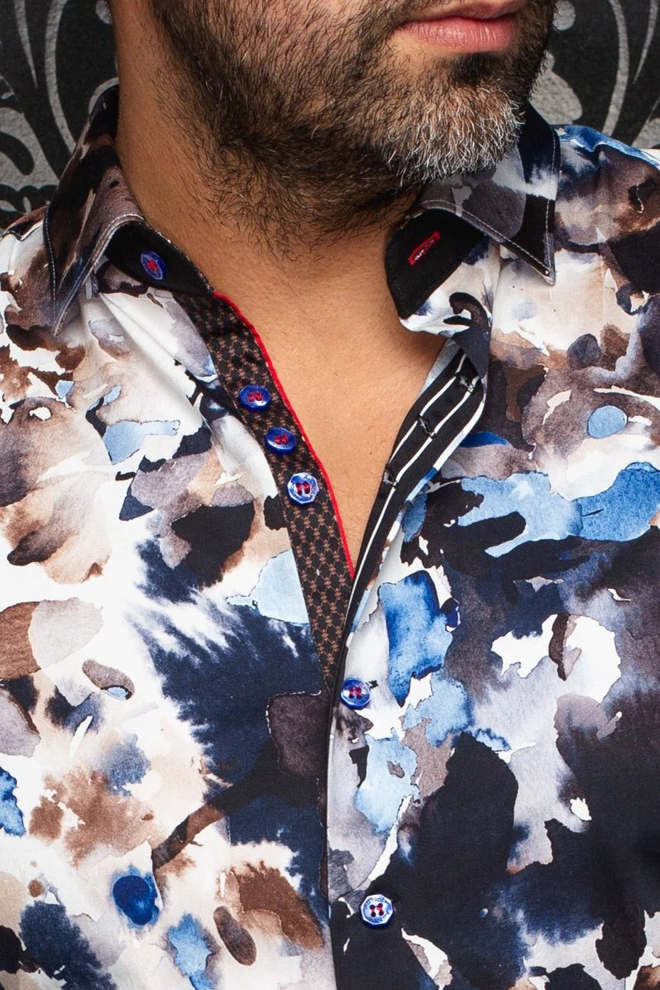 Au Noir Stretch Shirt | Magnus Blue Brown