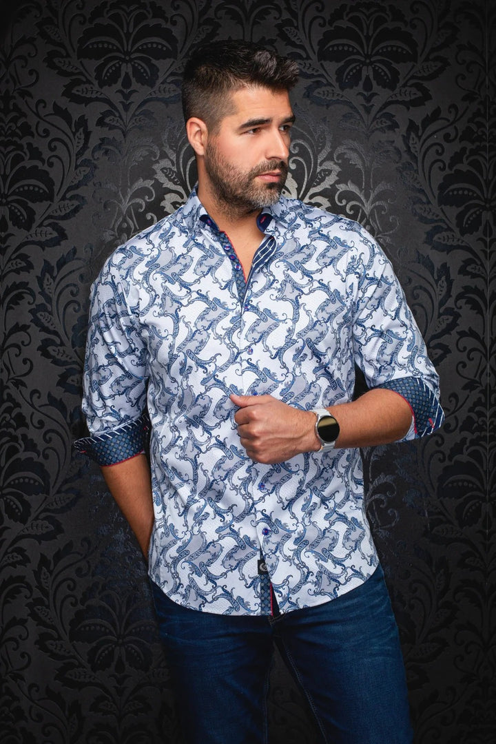 Au Noir Stretch Shirt | Mirage Blue