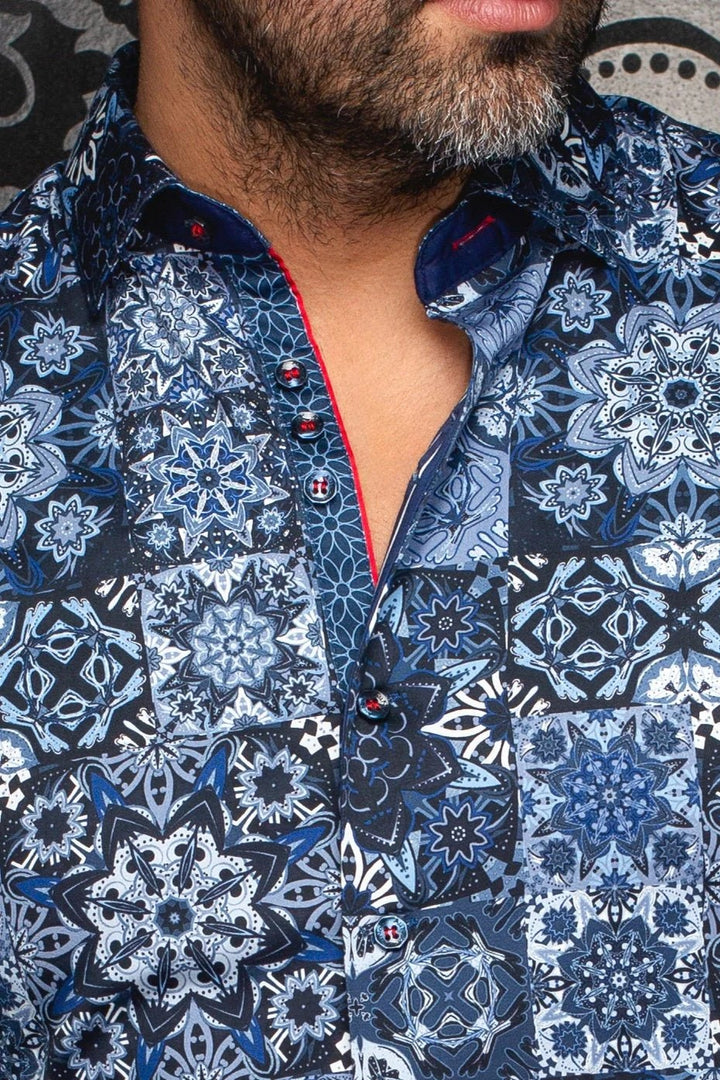 Au Noir Stretch Shirt | Clovis Navy White