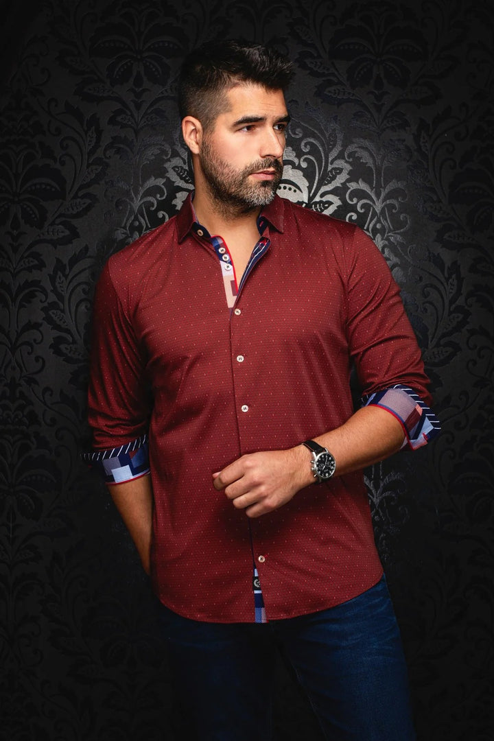 Au Noir Stretch Shirt | Hound Burgundy