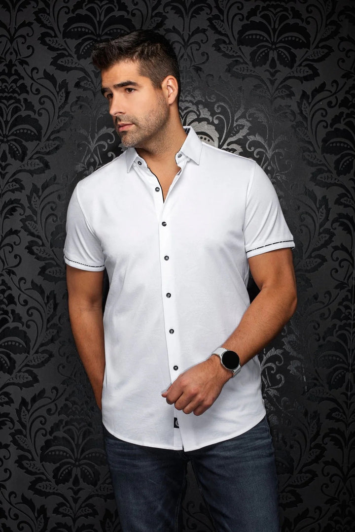 Au Noir Stretch Short Sleeve Shirt | Brahea White