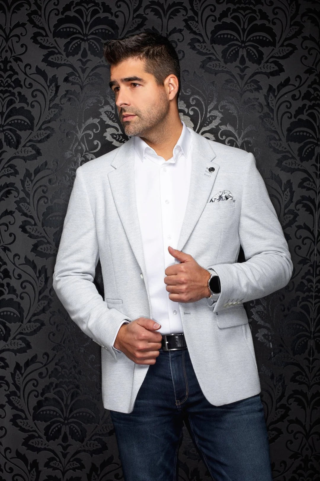 Au Noir Stretch Blazer | Noah Light Grey