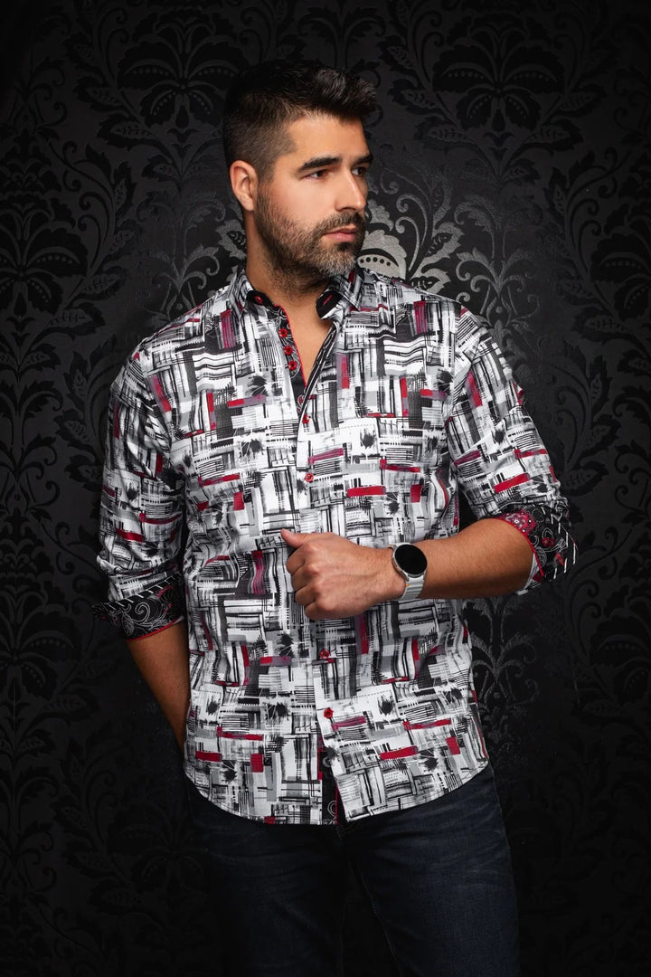 Au Noir Stretch Shirt | Brooklyn White Red