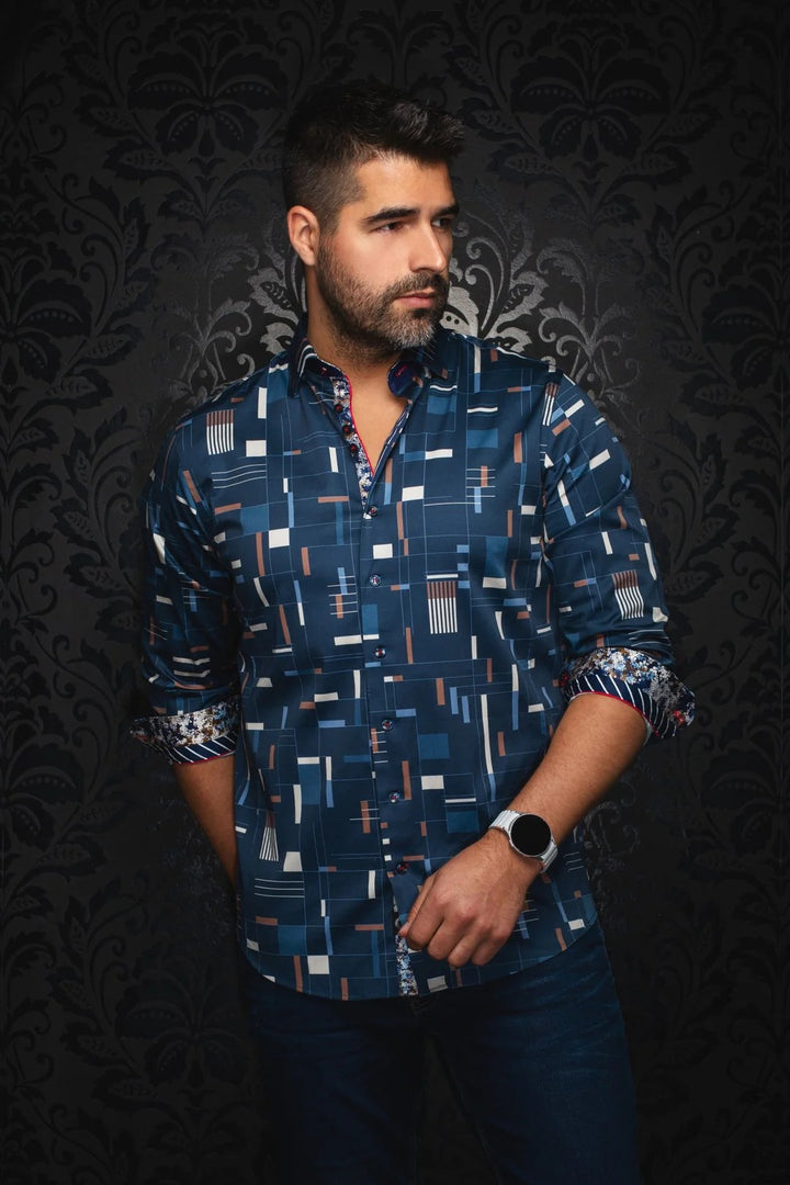 Au Noir Stretch Shirt | Echelon Navy