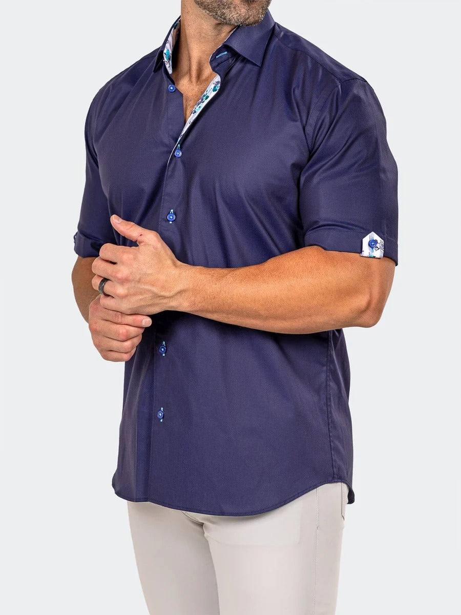 Maceoo Stretch Short-Sleeve Shirt | Galileo Marthyr0005 Blue