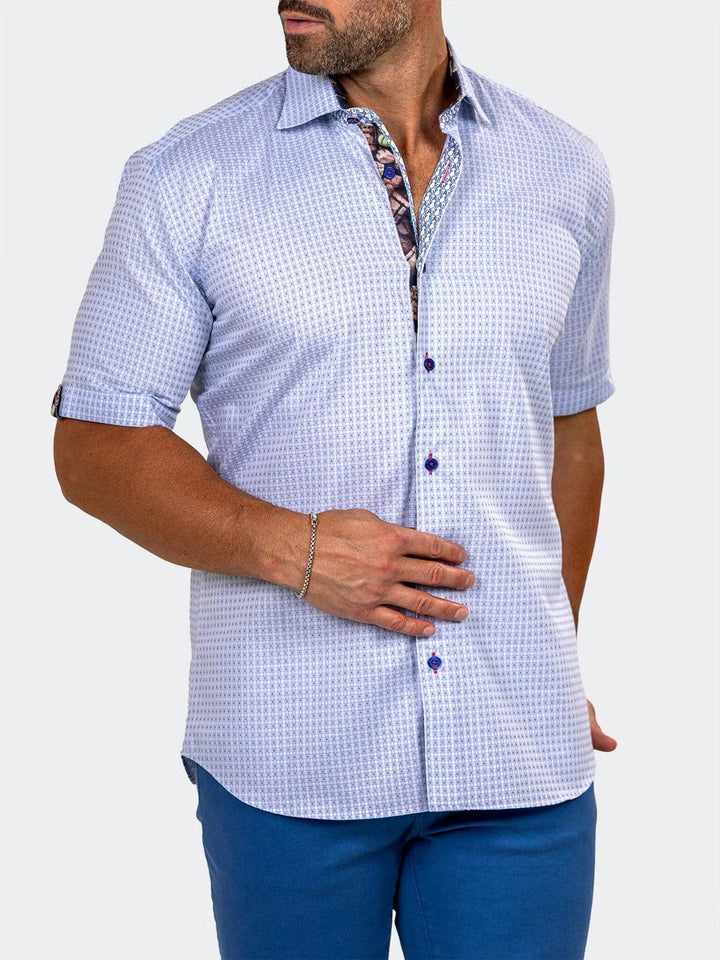 Maceoo Stretch Short-Sleeve Shirt | Galileo Marthyr0030 Blue