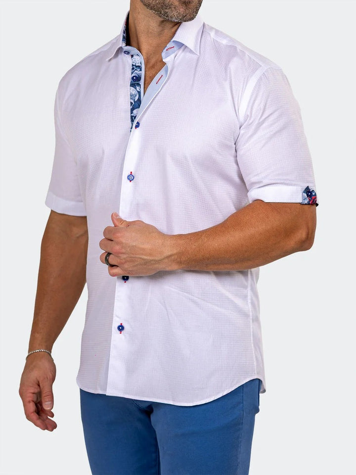 Maceoo Stretch Short-Sleeve Shirt | Galileo Marthyr0033 White
