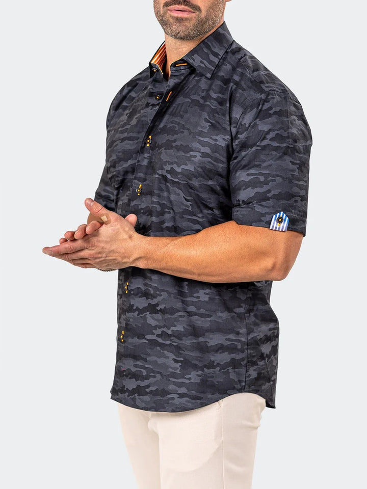 Maceoo Stretch Short-Sleeve Shirt | Galileo Marthyr0039 Black