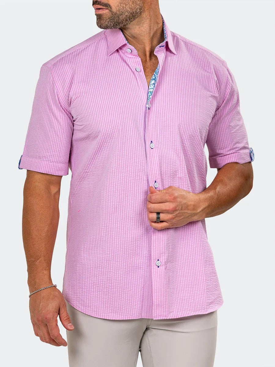 Maceoo Stretch Short-Sleeve Shirt | Galileo Marthyr0069 Pink