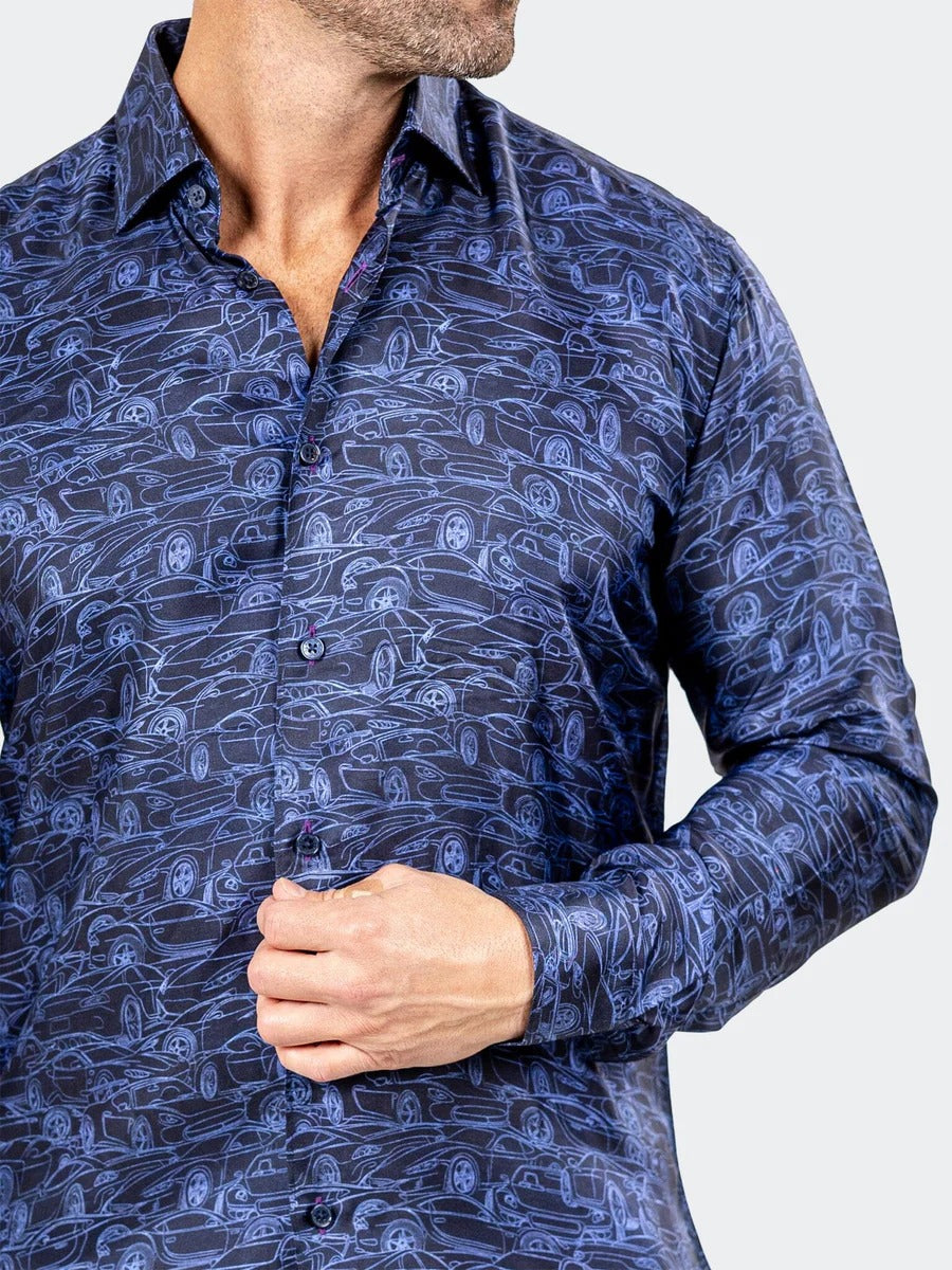 Maceoo Stretch Shirt | Fibonacci Marthyr0213 Blue