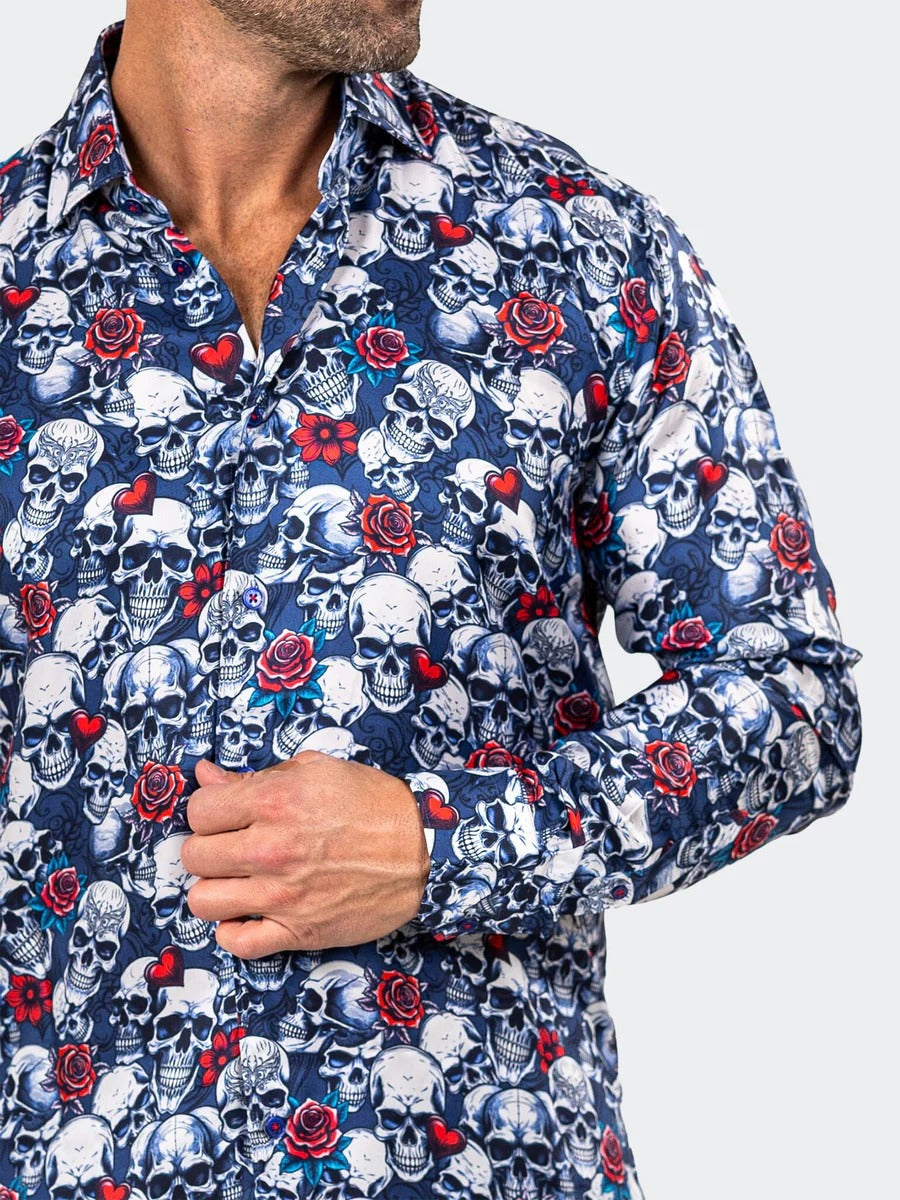 Maceoo Stretch Shirt | Fibonacci Marthyr0242 Blue