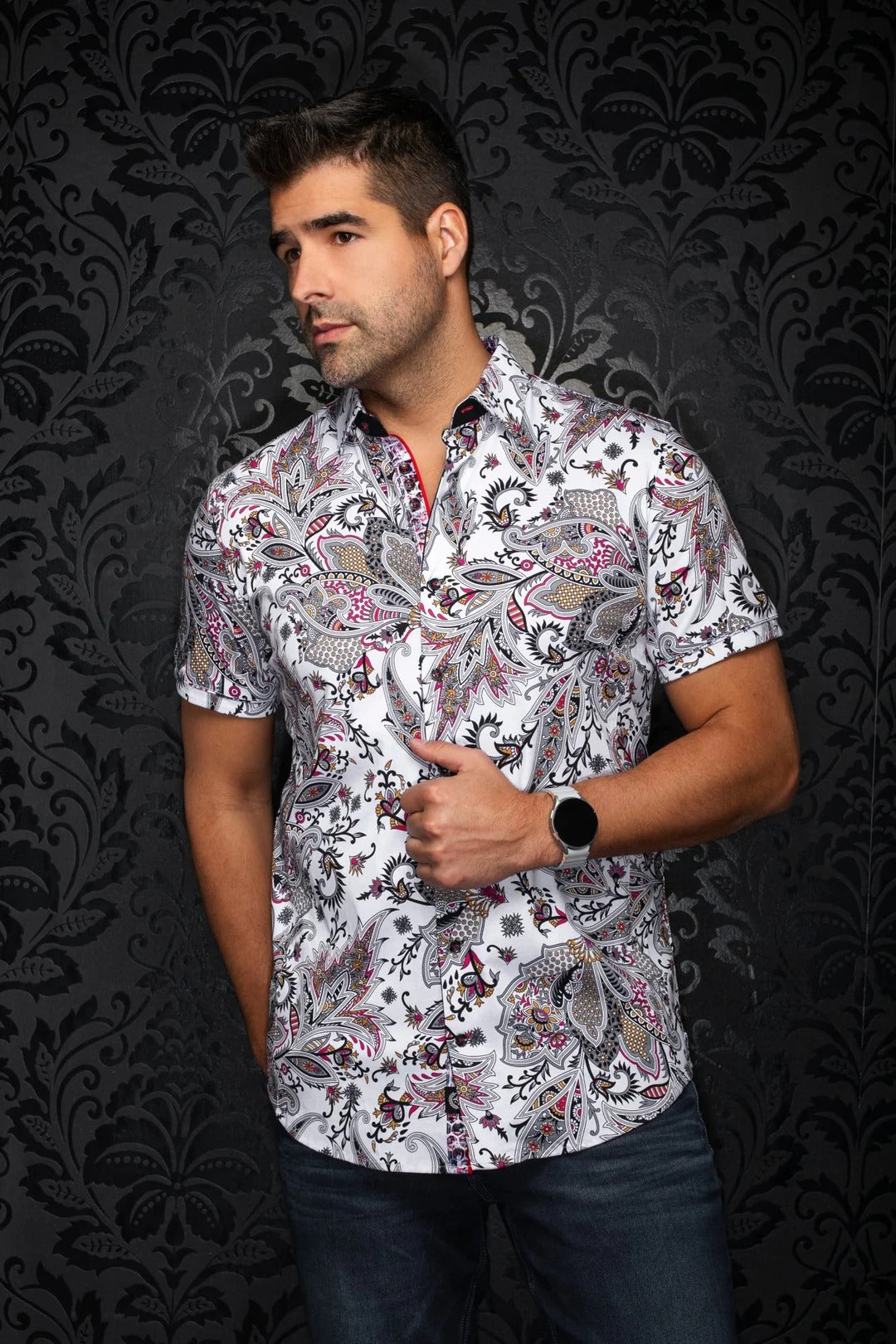 Au Noir Stretch Short Sleeve Shirt | Matala White  Multi