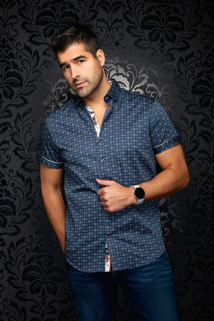 Au Noir Stretch Short Sleeve Shirt | Stoneridge Navy