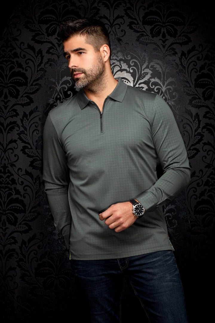 Au Noir Stretch Long-Sleeve Polos | Bentley Olive