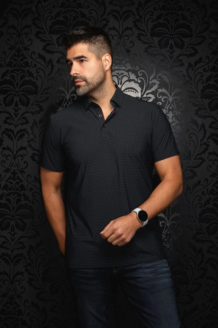 Au Noir Stretch Nylon Polo | Raphy NDL Black