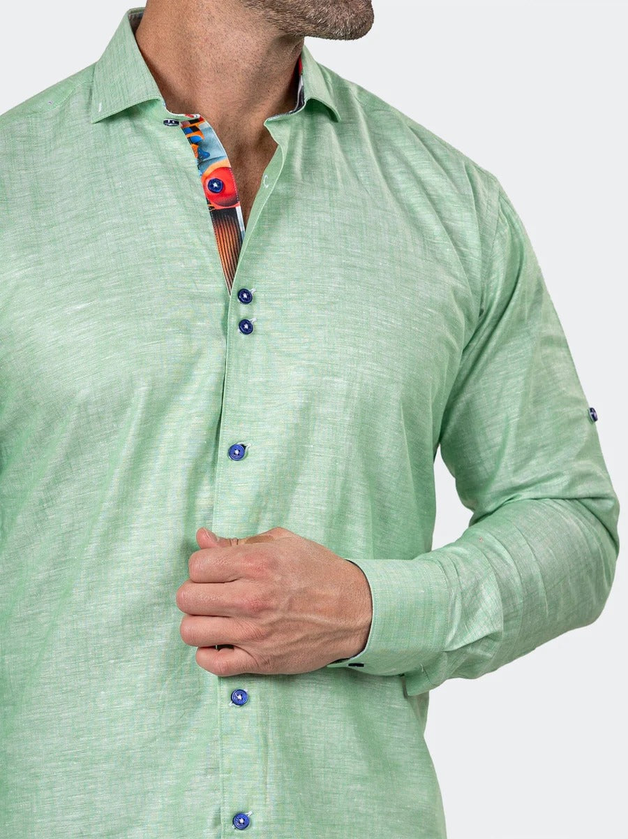 Maceoo Stretch Shirt | Eins Marthyr Green Satin Shirt