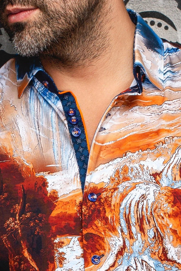 Au Noir Stretch Shirt | Cascades Blue Brown
