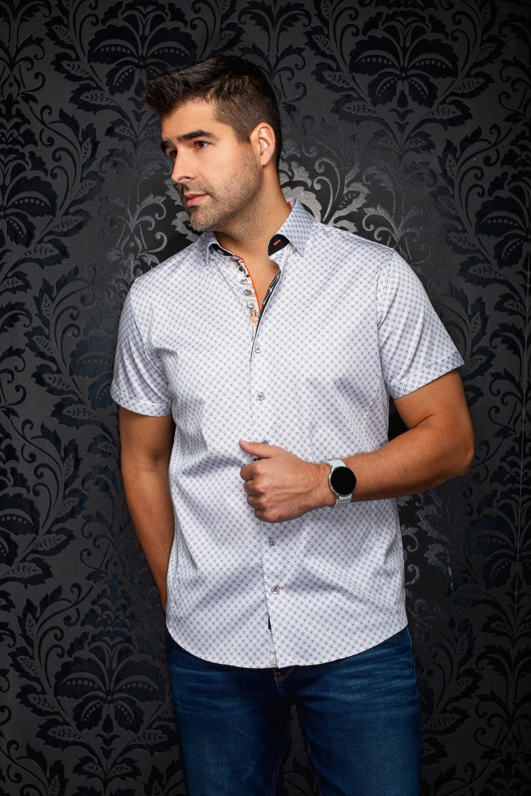 のあーる Au Noir Stretch Short Sleeve Shirt | Alona White – Men Fashion