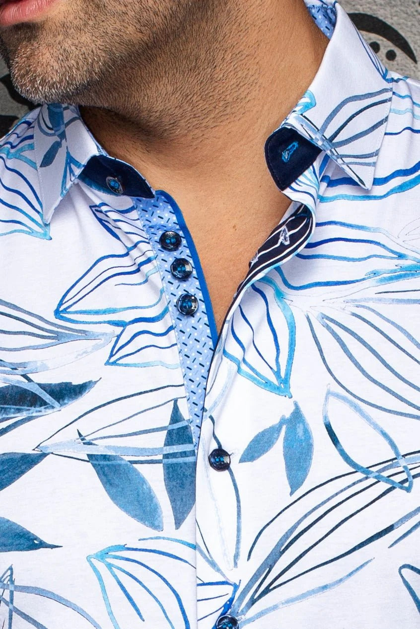 Au Noir Stretch Short Sleeve Shirt | Benje Light Blue