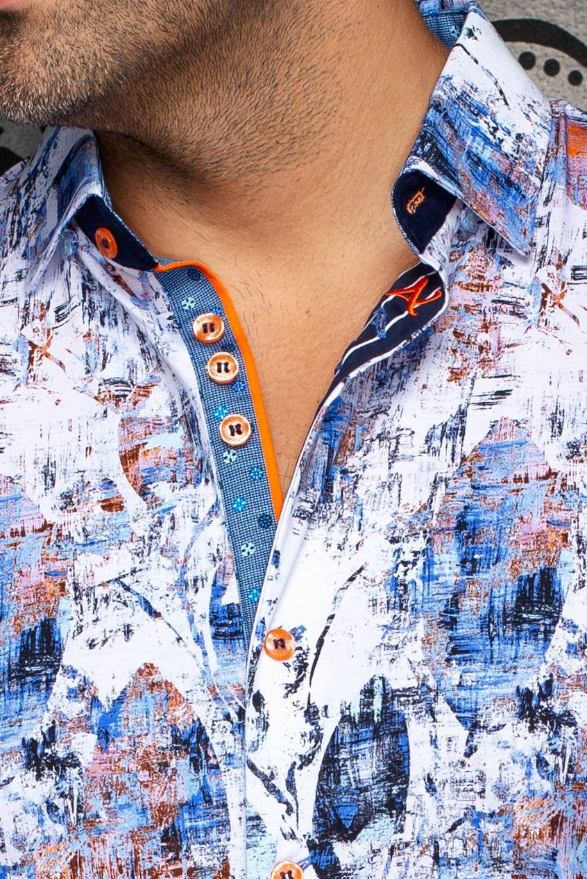 Au Noir Stretch Short Sleeve Shirt | Venice White Multi