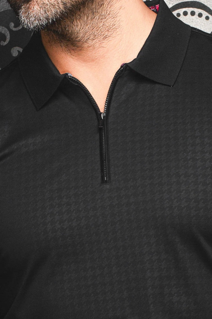 Au Noir Stretch Long-Sleeve Polos | Bentley Black