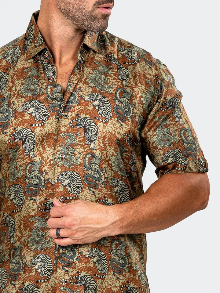 Maceoo Stretch Short-Sleeve Shirt | Galileo Marthyr0203 Brown