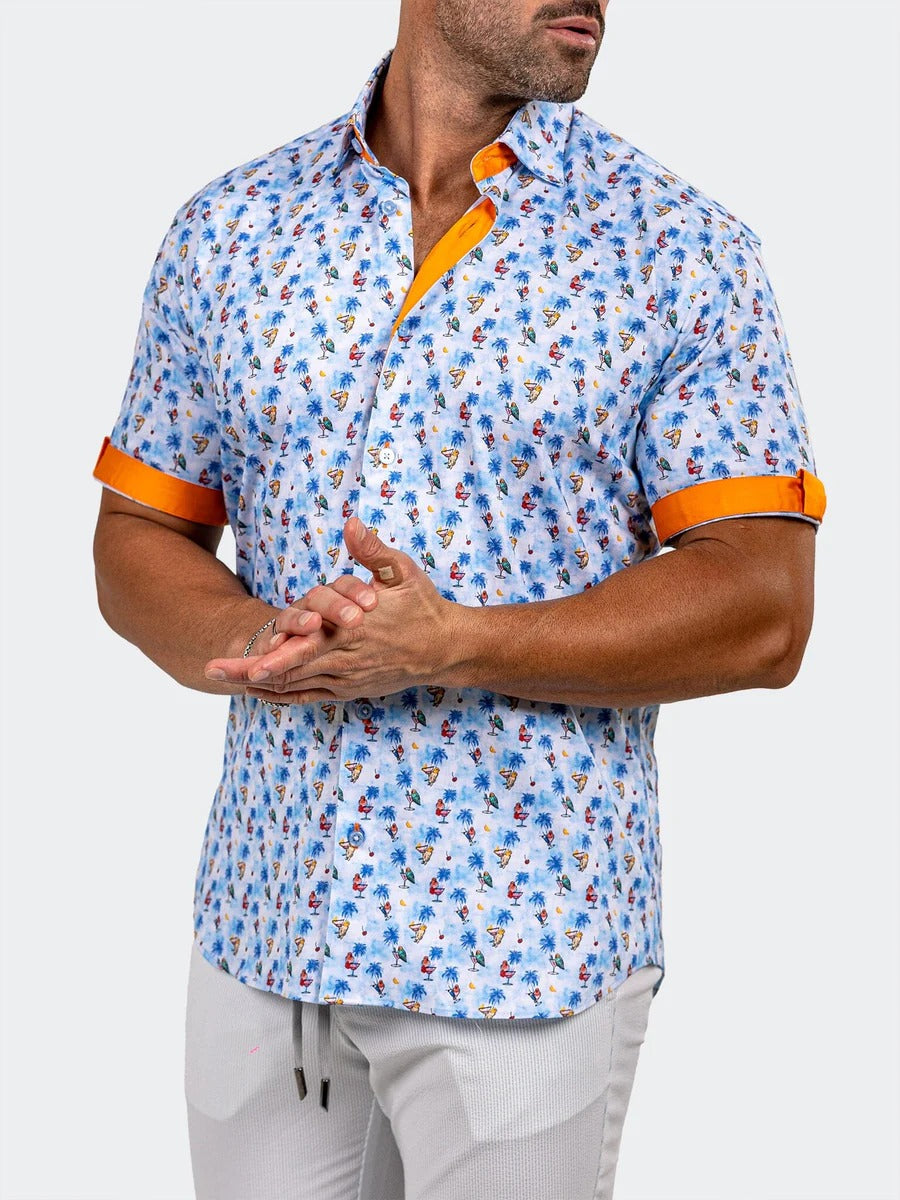 Maceoo Stretch Short-Sleeve Shirt | Galileo Marthyr0219 Blue