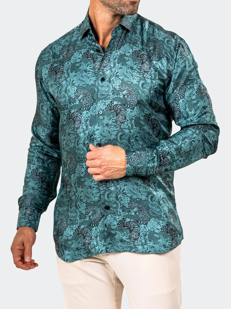 Maceoo Stretch Shirt | Fibonacci Marthyr0259 Green