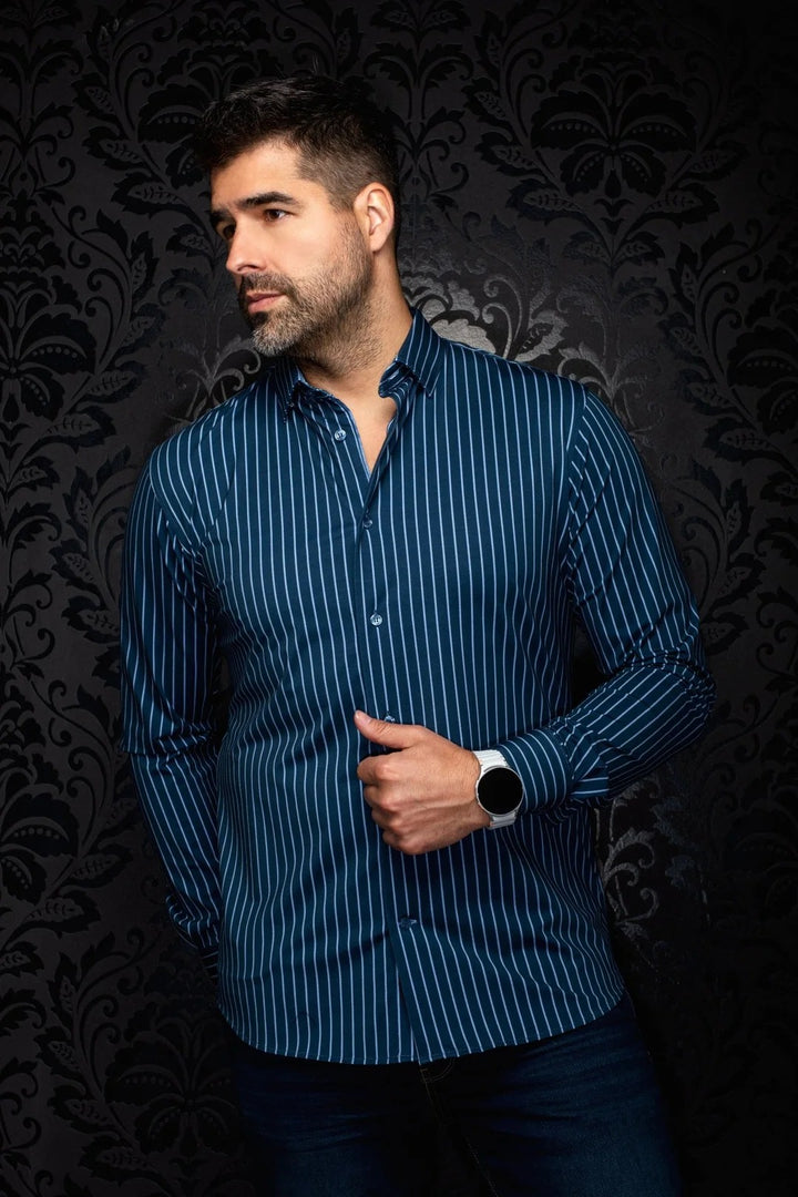Au Noir Stretch Shirt | Alexander MSP Navy Denim