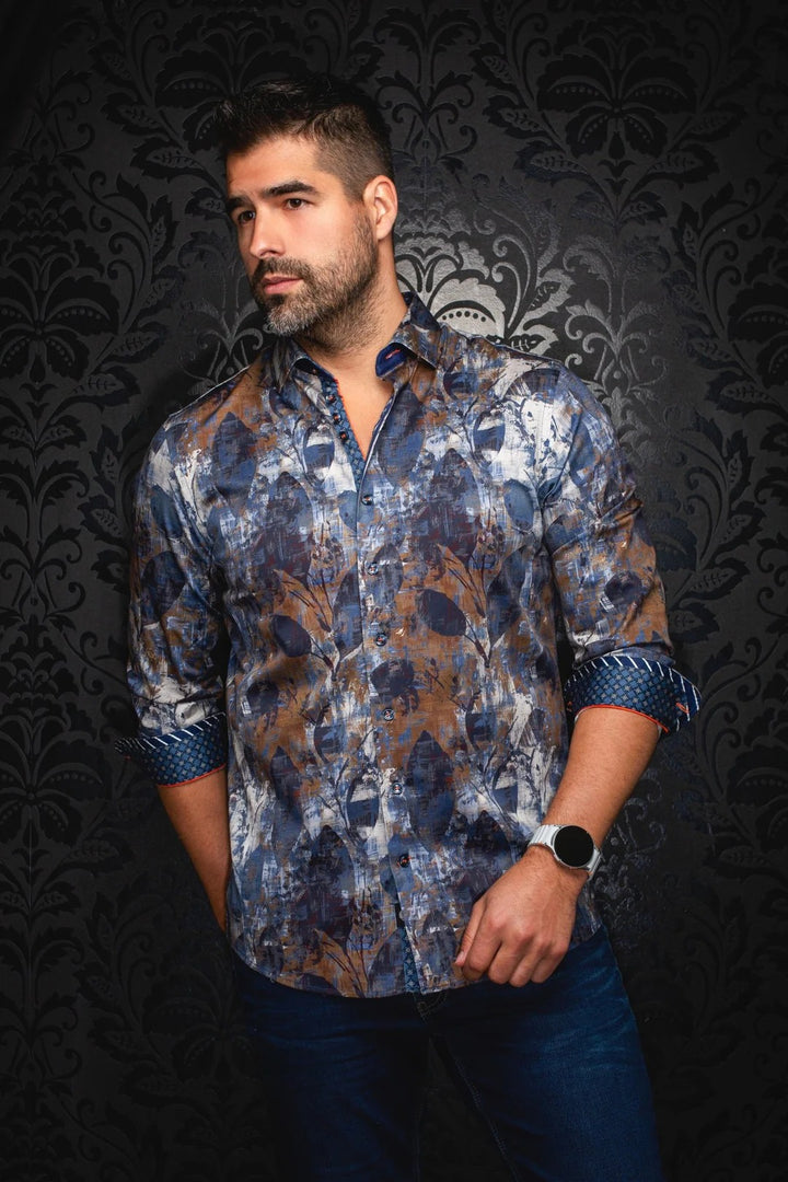 Au Noir Stretch Shirt | Jasper Blue Brown