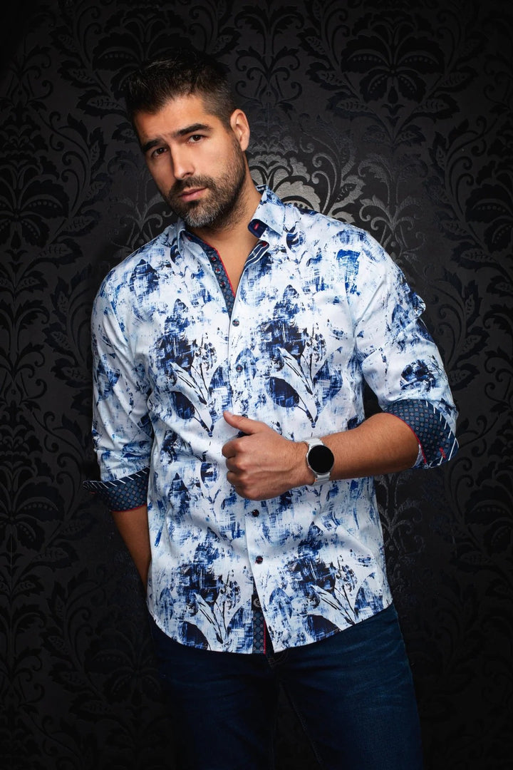 Au Noir Stretch Shirt | Jasper White Blue