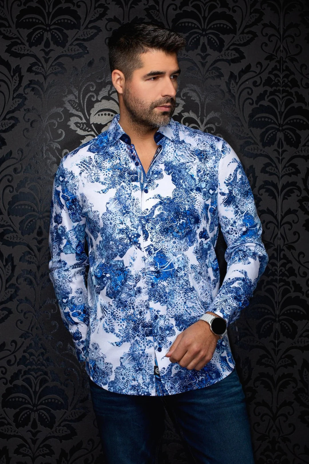 Au Noir Stretch Shirt | Wisteria Blue