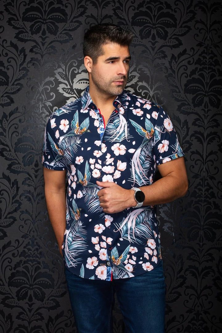 Au Noir Stretch Short Sleeve Shirt | Brasilia Navy