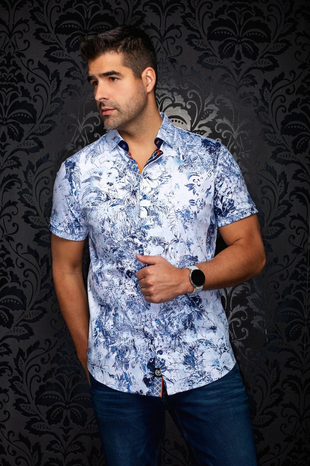 Au Noir Stretch Short Sleeve Shirt | Madeira Light Blue