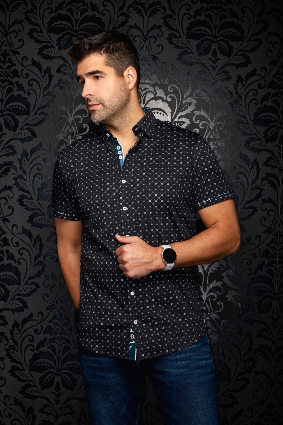 Au Noir Stretch Short Sleeve Shirt | Patmos Black