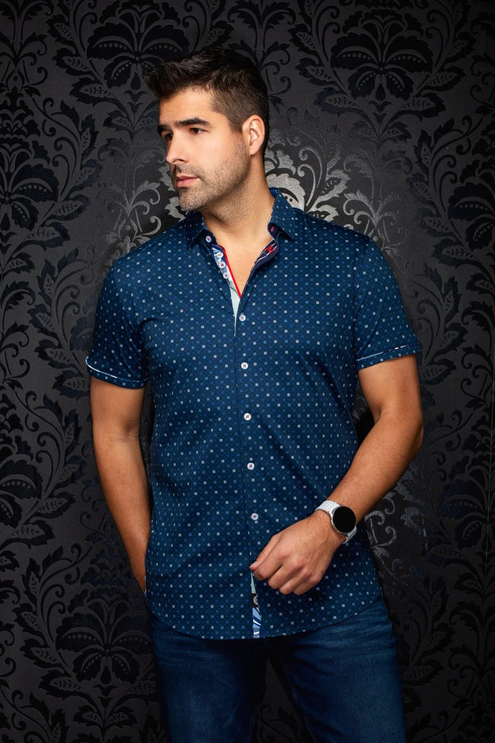 Au Noir Stretch Short Sleeve Shirt | Patmos Navy